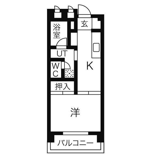 第一下林ビル(1DK/6階)の間取り写真