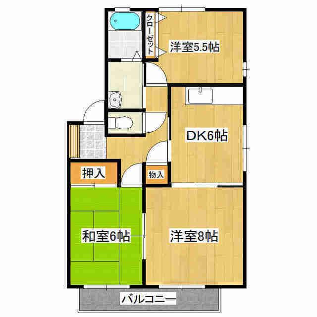 ヴィラエトレンヌJ(3DK/1階)の間取り写真