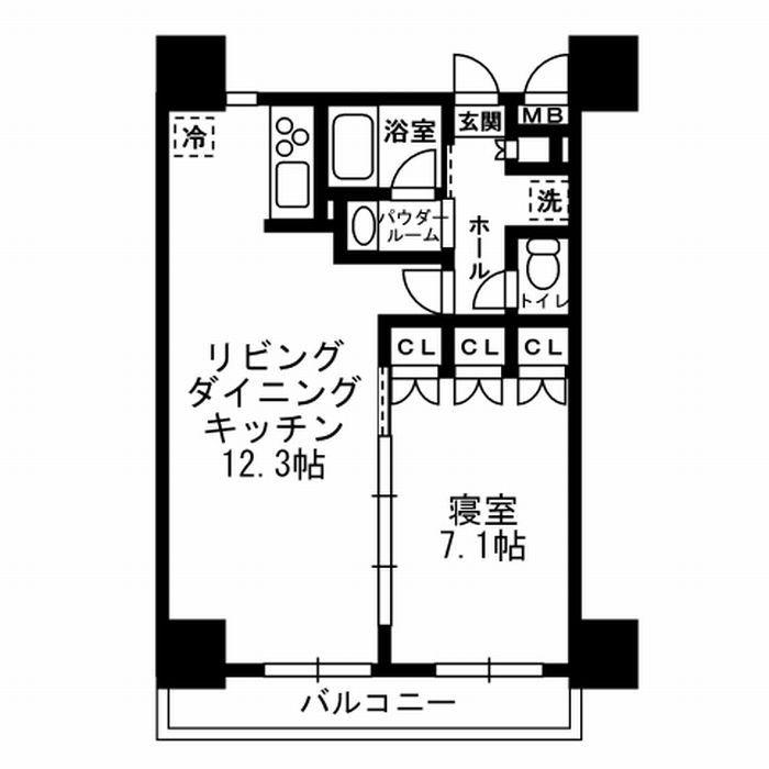 レジディア月島III(1LDK/11階)の間取り写真