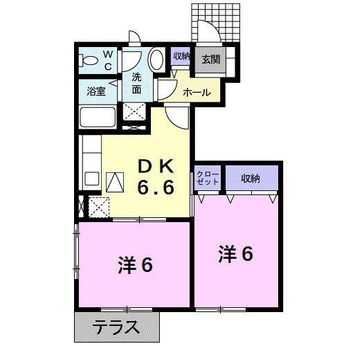 ソフィア壱番館C(2DK/1階)の間取り写真