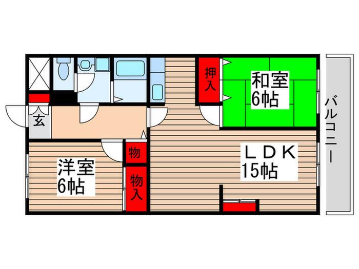 カームヤタ藤第1(2LDK/2階)の間取り写真