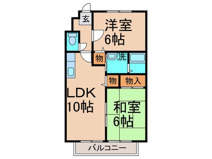 スカイテラス山田(2LDK/2階)の間取り写真