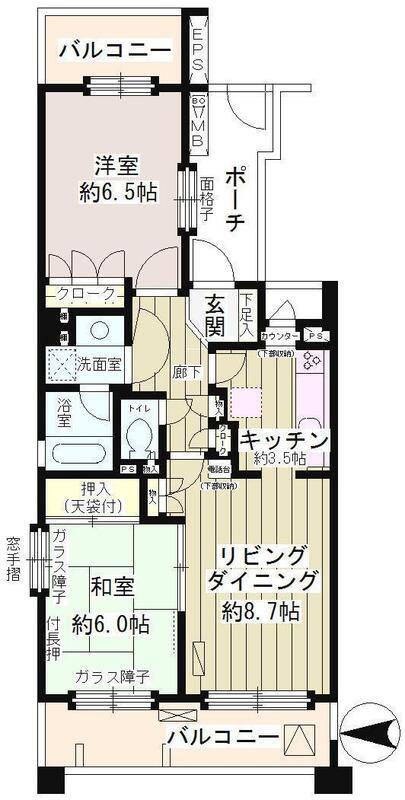 大森パークホームズベイサイトコート(2LDK/3階)の間取り写真