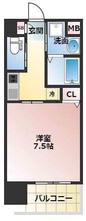 LIVIAZ NAMBA KRASS(1K/2階)の間取り写真