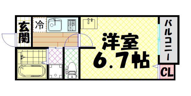アンビシオン天下茶屋(1K/1階)の間取り写真
