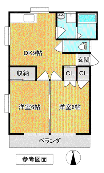 みづきハイツ(2DK/2階)の間取り写真