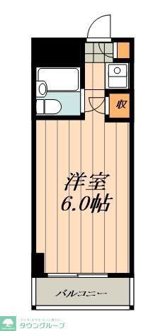 メトロM24(1K/4階)の間取り写真