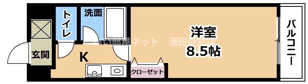 クローバーハイツIII(1K/6階)の間取り写真