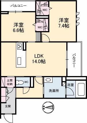 シャーメゾンステージ大島(2LDK/2階)の間取り写真