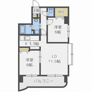 円山ガーデンヒルズ(2LDK/9階)の間取り写真