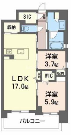 アルブラン京町堀(2LDK/5階)の間取り写真