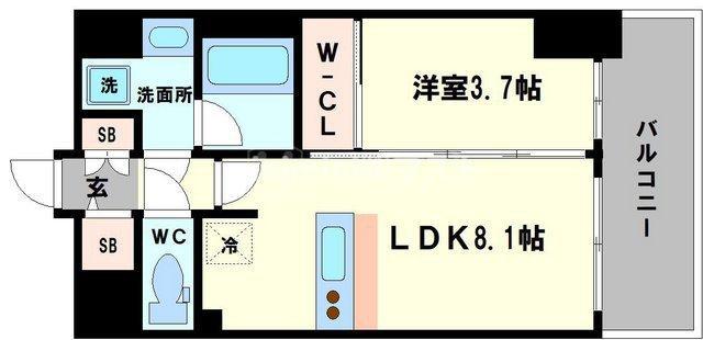LC難波クレア(1LDK/11階)の間取り写真