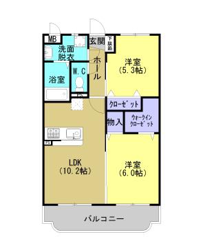コンカドール(2LDK/3階)の間取り写真