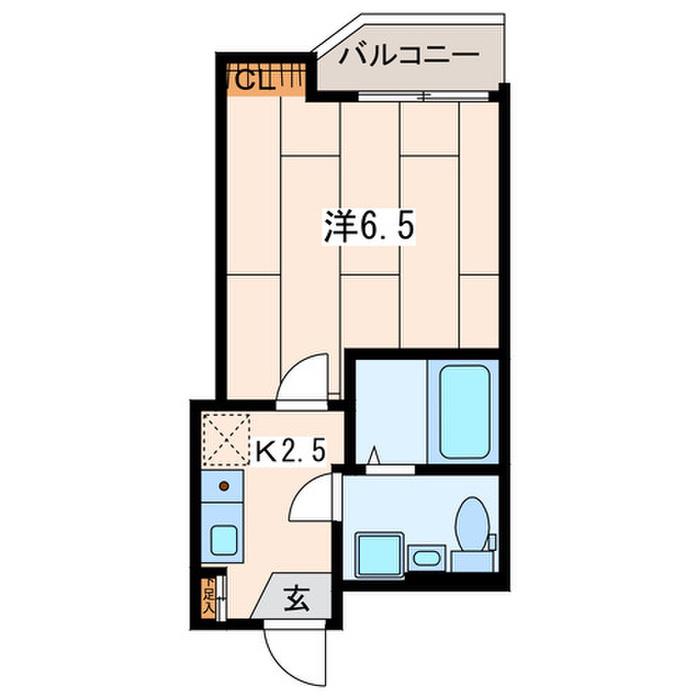 ウエストウイングII(1K/2階)の間取り写真