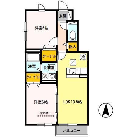 ボヌール クレエ(2LDK/1階)の間取り写真