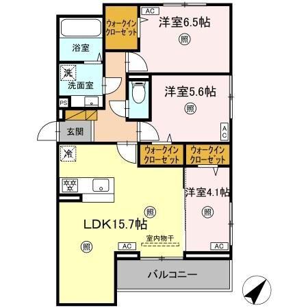 オーシャングレース(3LDK/3階)の間取り写真