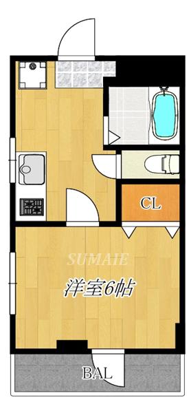 メゾンアカネ(1K/2階)の間取り写真