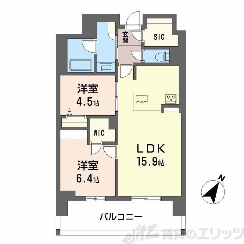 リビエナ グラン 新梅田(2LDK/4階)の間取り写真