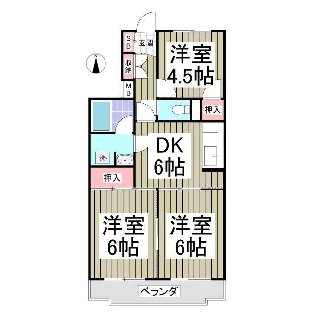 メゾンセレステ指扇(3DK/2階)の間取り写真