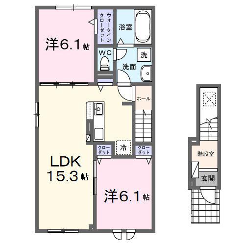 ノーブル ヴュー(2LDK/2階)の間取り写真