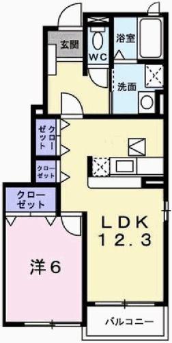 ベル アンジュII(1LDK/1階)の間取り写真