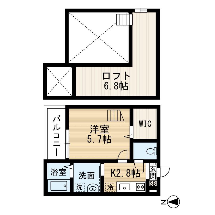 SUNLITGARDEN(1K/2階)の間取り写真