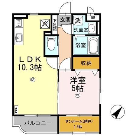 プルミエヴィラ(1SLDK/1階)の間取り写真