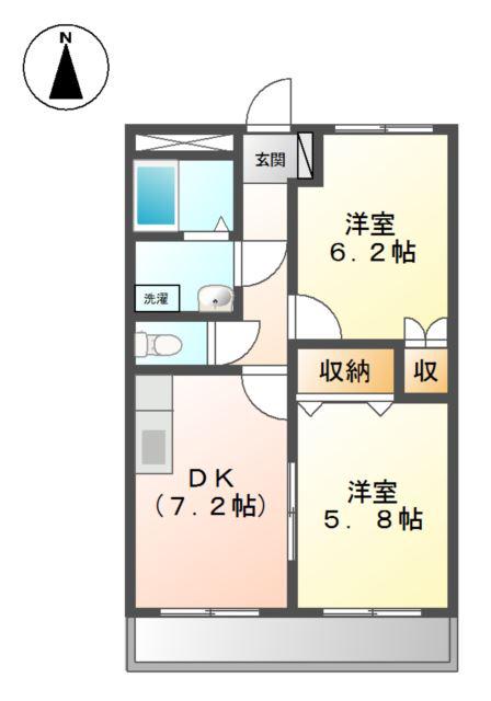 ロイヤルハイム98(2DK/2階)の間取り写真