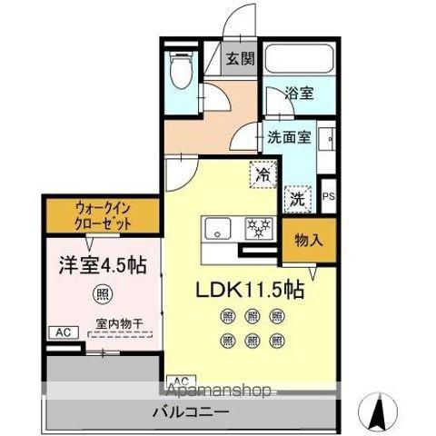 M&S RESIDENCE RIVERSIDE(1LDK/2階)の間取り写真