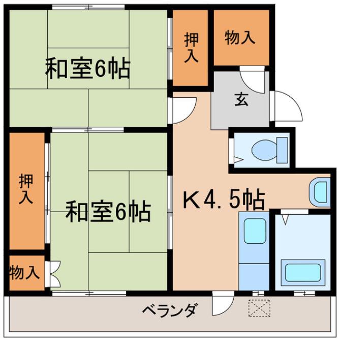 コンラッド倉敷(2K/2階)の間取り写真