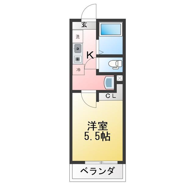 OPEN RISE大和田I(1K/2階)の間取り写真