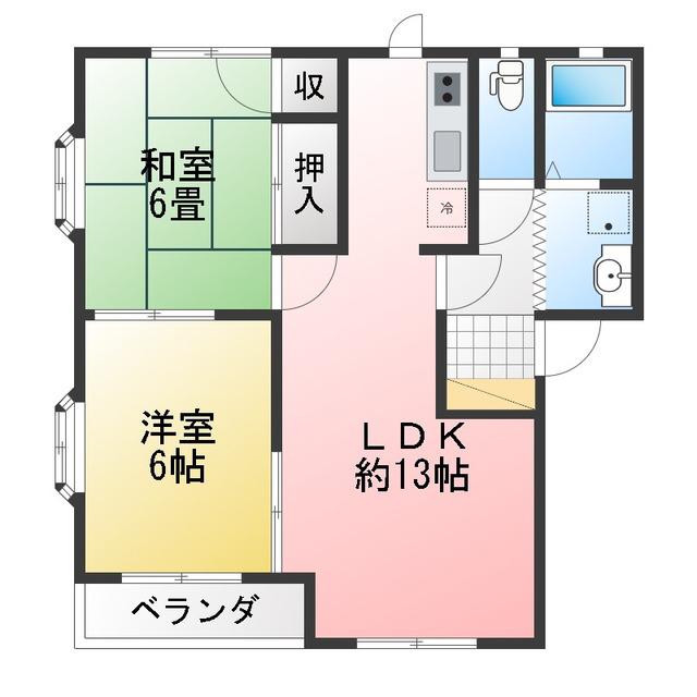ロイヤルII(2LDK/1階)の間取り写真