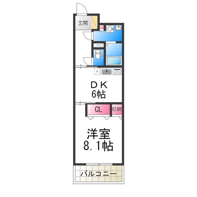 VAなかもず(1DK/5階)の間取り写真