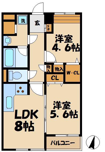 ブランノワール(2LDK/3階)の間取り写真