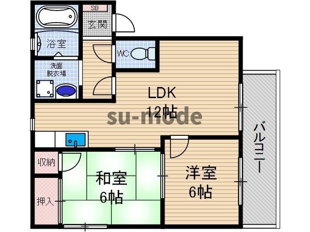 ラクシュミー鳥飼(2LDK/1階)の間取り写真