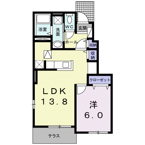 @三雲D(1LDK/1階)の間取り写真