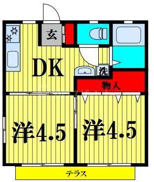 グラシア馬橋(2DK/1階)の間取り写真