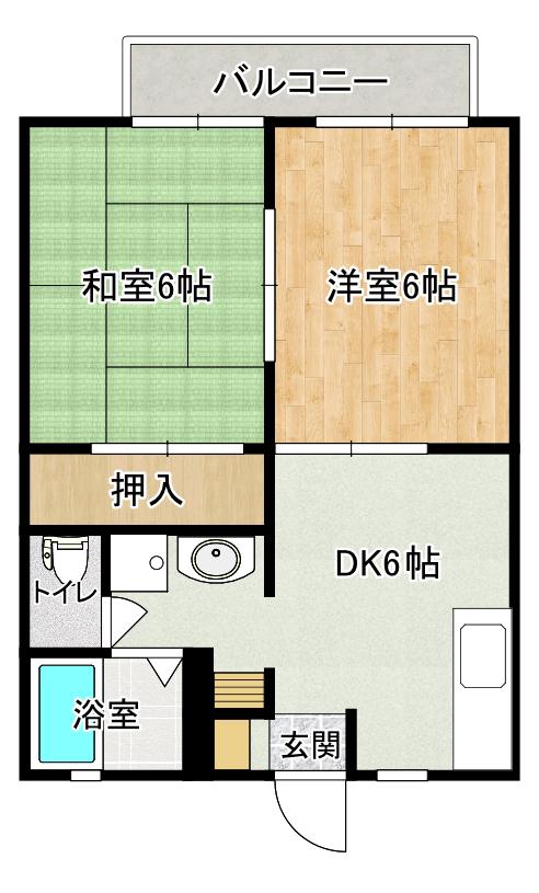 フレグランス杏(2DK/2階)の間取り写真
