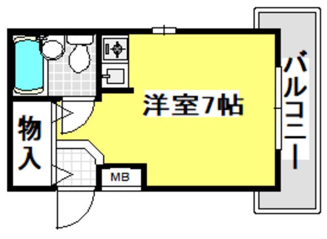 マンション立山(ワンルーム/2階)の間取り写真