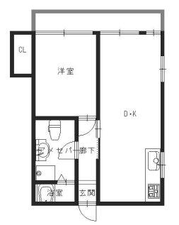 シャルマン花隈(1DK/2階)の間取り写真