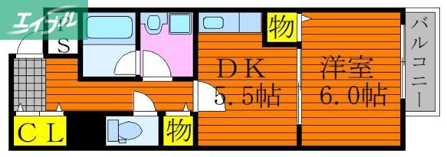 パルロイヤル東島田(1DK/6階)の間取り写真