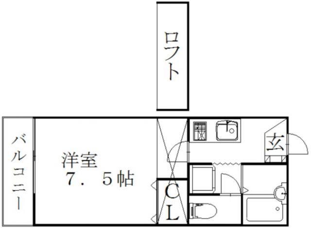 イーストガーデンA(1K/2階)の間取り写真