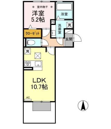 カサグランデ松下(1LDK/1階)の間取り写真