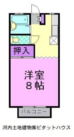 ヒューゲルヴェークC(ワンルーム/1階)の間取り写真