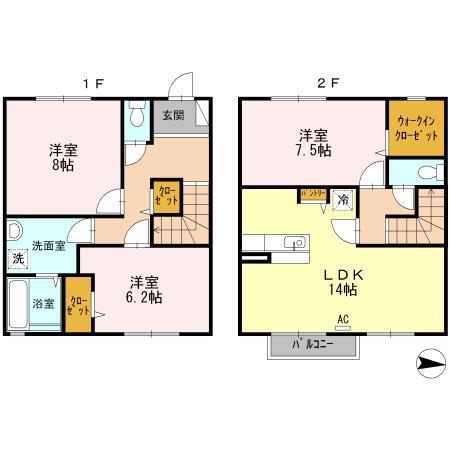 グランフォール(3LDK/1階)の間取り写真