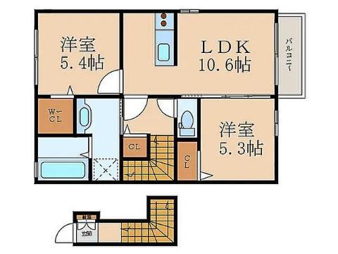 セジュール柏G(2LDK/2階)の間取り写真