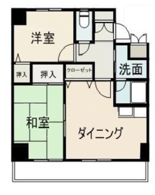 ウェルネス多賀町(2DK/4階)の間取り写真