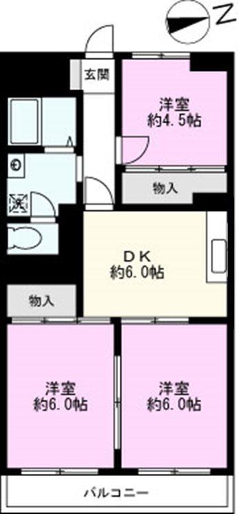 第2千代田マンション(3DK/2階)の間取り写真