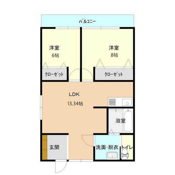 コンチネンタル新根塚(2LDK/3階)の間取り写真