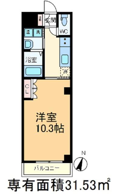 ロワールF(1K/2階)の間取り写真
